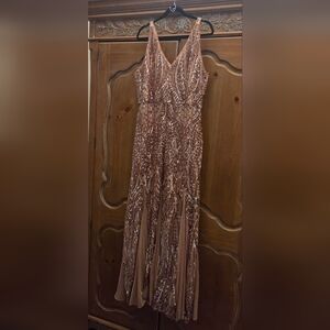 Night Way Collections Sequin Gown in Rose Gold